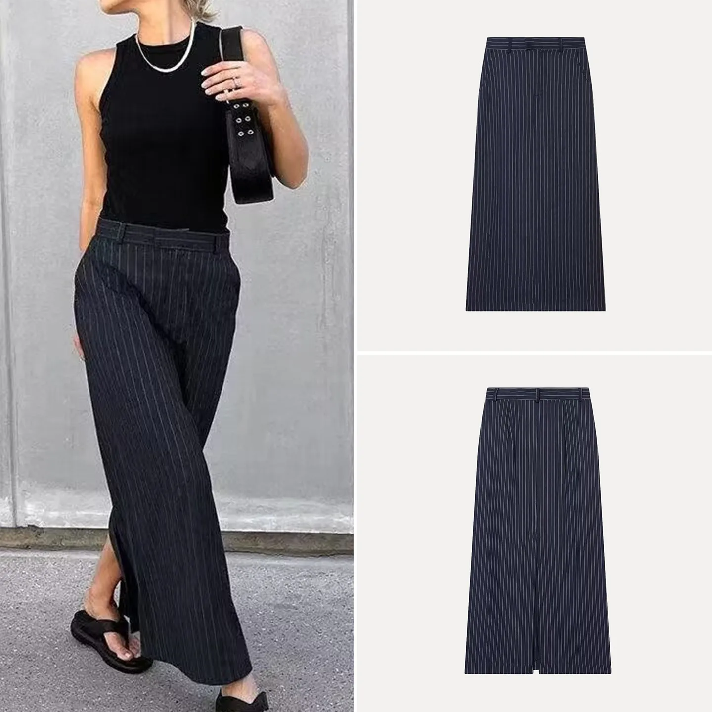 High Waist Striped Straight Leg Split Midi Skirt Women's Fashion Summer 2026 Slim Fit Elegant Half Body Skirt Zadata Brand
High Waist Striped Straight Leg Split Midi Skirt Women's Fashion Summer 2026 Slim Fit Elegant Half Body Skirt Zadata Brand