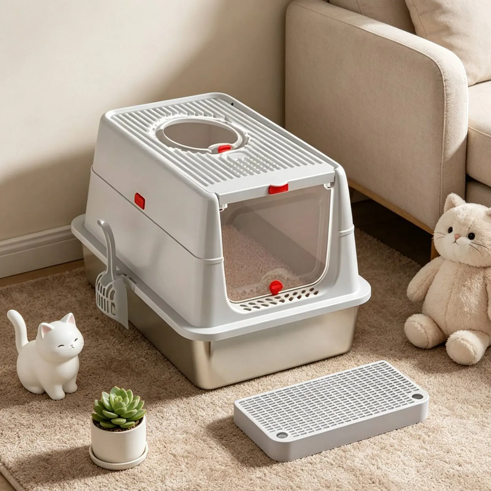 Stainless Steel Litter Box Odor Control Additional Large Hinged Lid Litter Box Covered Kitty Litterbox Rust-Resistant Hooded Cat
Stainless Steel Litter Box Odor Control Additional Large Hinged Lid Litter Box Covered Kitty Litterbox Rust-Resistant Hooded Cat