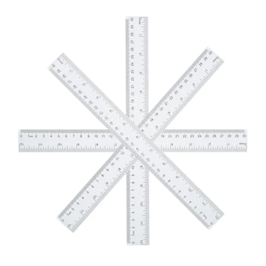 Classroom and office use, plastic, clear, 4-pack 12-inch mm rulers for kids
Classroom and office use, plastic, clear, 4-pack 12-inch mm rulers for kids