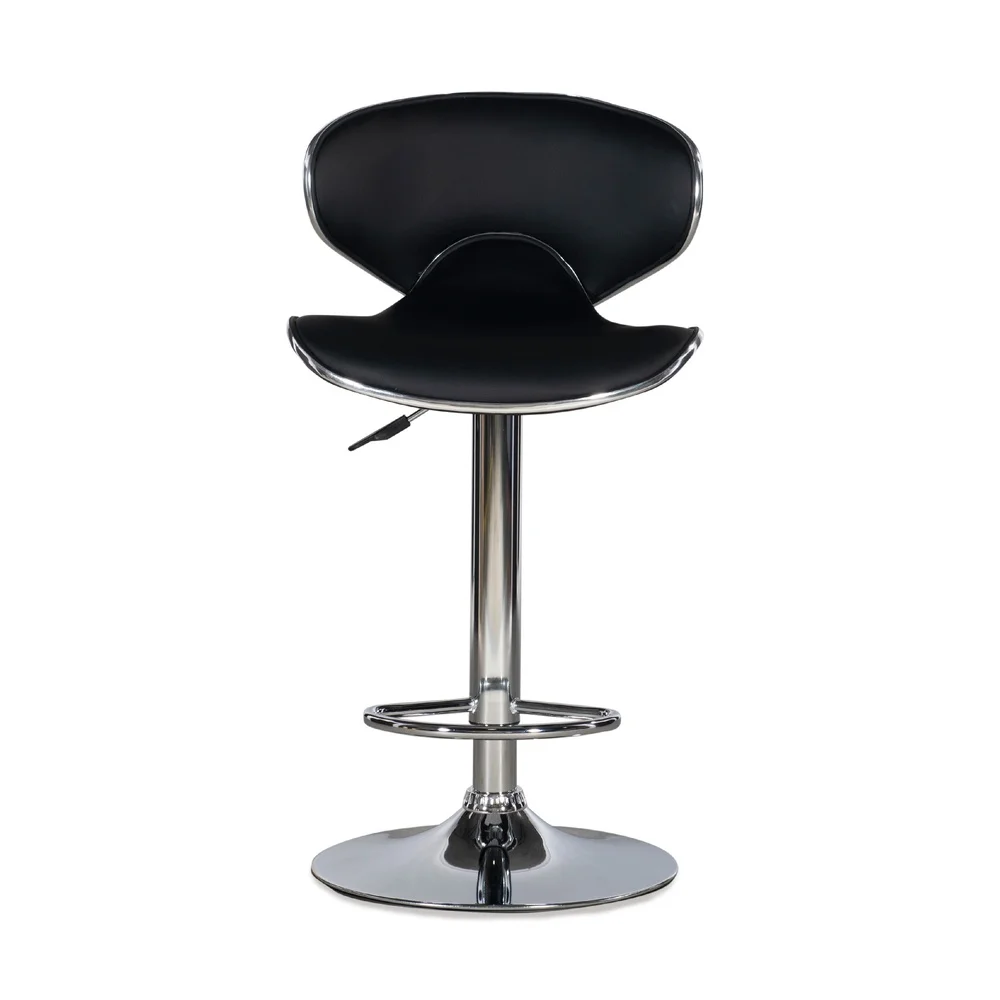Adjustable Height Swivel Bar Stool with Rounded Back Black Faux Leather Seat Chrome Base Counter Stool Kitchen Dining Room Bar
Adjustable Height Swivel Bar Stool with Rounded Back Black Faux Leather Seat Chrome Base Counter Stool Kitchen Dining Room Bar