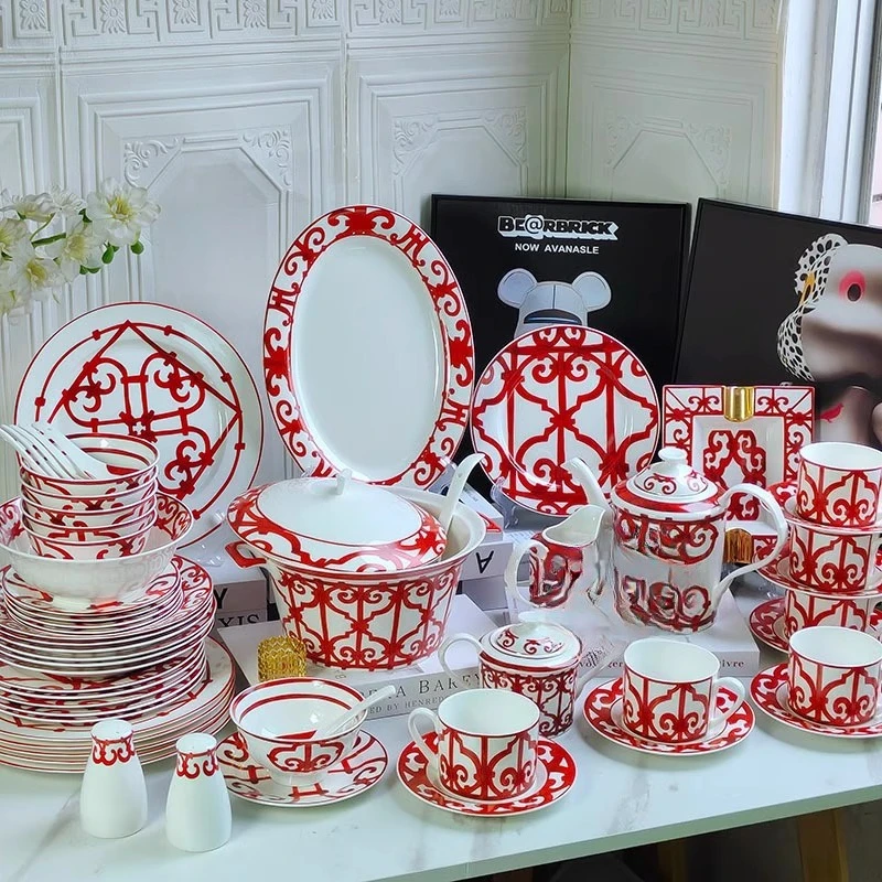 Aijia H Standard Chinese Red Tableware Set European Western Food Plate Bowl Spoon Coffee Cup Saucer Set Wedding New Year Gift
Aijia H Standard Chinese Red Tableware Set European Western Food Plate Bowl Spoon Coffee Cup Saucer Set Wedding New Year Gift