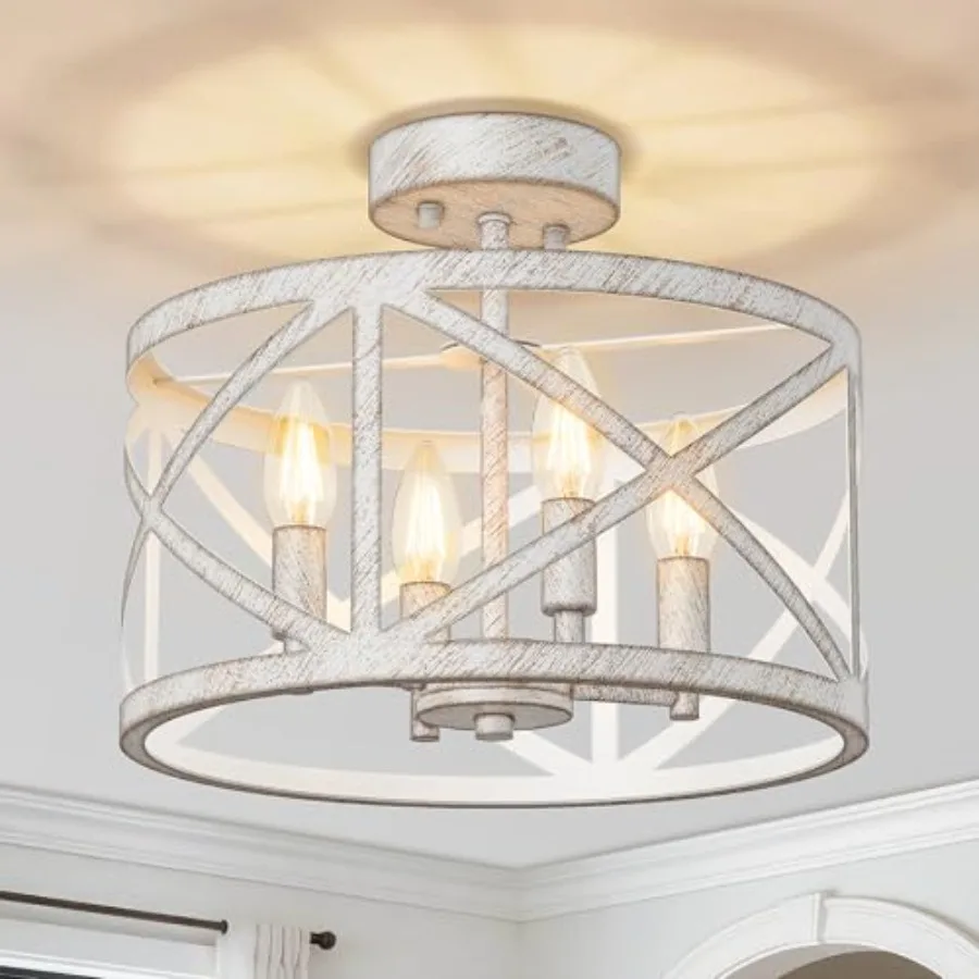 Semi Flush Mount Ceiling Light Fixture, Farmhouse Modern 4-Light Chandelier with X-Shape Cage, Industrial Rustic Ceiling Lamp f
Semi Flush Mount Ceiling Light Fixture, Farmhouse Modern 4-Light Chandelier with X-Shape Cage, Industrial Rustic Ceiling Lamp f