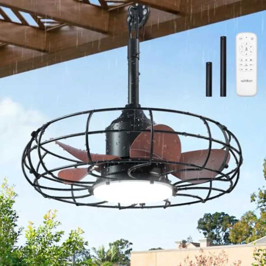 20 Inch Outdoor Ceiling Fan with Light for Patio, IP65 Waterproof Plug-in Caged Hanging Fan, Remote Control, 3 CCT, 6 Speeds Re
20 Inch Outdoor Ceiling Fan with Light for Patio, IP65 Waterproof Plug-in Caged Hanging Fan, Remote Control, 3 CCT, 6 Speeds Re