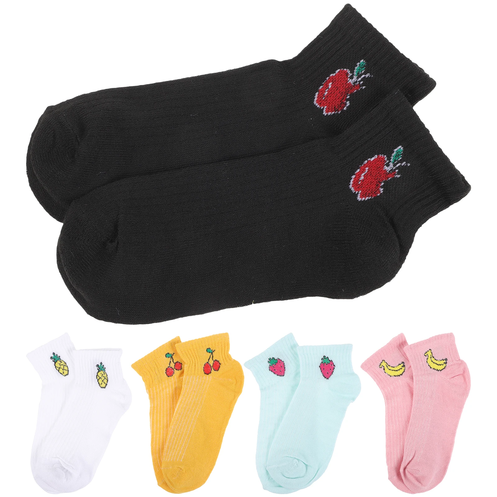 5pcs 5 Pairs Women Cotton Socks Ankle Fruit Fashion Comfortable Elastic Sweat Absorbent Easy Wash Ladies Short Socks
5pcs 5 Pairs Women Cotton Socks Ankle Fruit Fashion Comfortable Elastic Sweat Absorbent Easy Wash Ladies Short Socks
