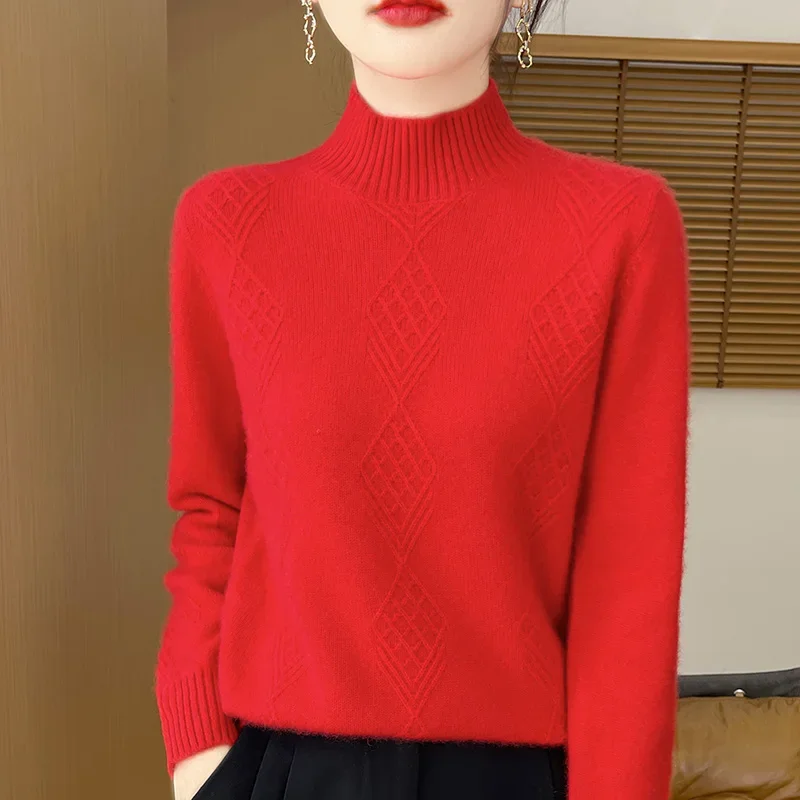 Pop Winter Wool Turtleneck Sweater Women Autumn Knit Long Sleeve Top Fashion Plaid Pullover Korean Basics Female Warm Loose Jump
Pop Winter Wool Turtleneck Sweater Women Autumn Knit Long Sleeve Top Fashion Plaid Pullover Korean Basics Female Warm Loose Jump