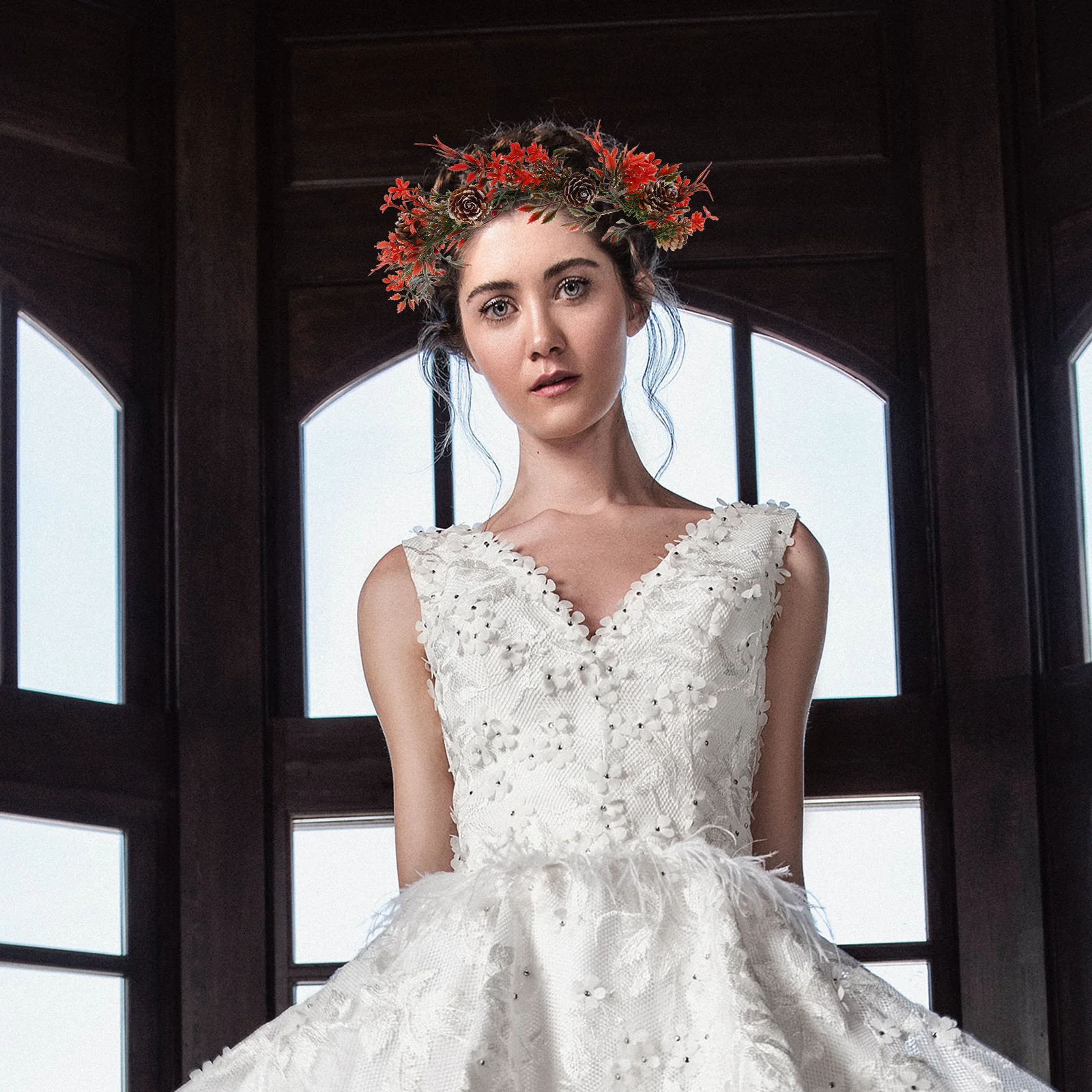 Red Christmas Flower Crown Bridal Floral Wreath Headband Holiday Party Wedding Garland Headpiece for Women
Red Christmas Flower Crown Bridal Floral Wreath Headband Holiday Party Wedding Garland Headpiece for Women