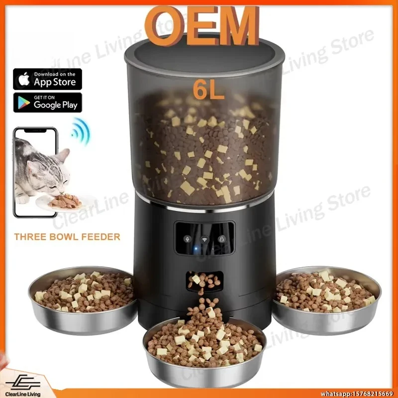 Automatic Pet Feeder with WiFi Remote Control 6L Large Capacity Smart Cat Dog Feeder Triple Bowl Desktop Pet Food Dispenser
Automatic Pet Feeder with WiFi Remote Control 6L Large Capacity Smart Cat Dog Feeder Triple Bowl Desktop Pet Food Dispenser