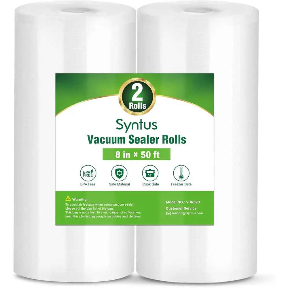 Commercial Grade Vacuum Sealer Bags, 2 Rolls 8 x 50', BPA-Free for Meal Prep and Sous Vide Storage
Commercial Grade Vacuum Sealer Bags, 2 Rolls 8 x 50', BPA-Free for Meal Prep and Sous Vide Storage