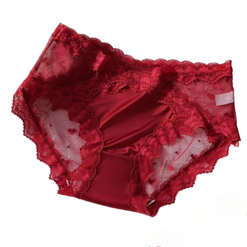 Women's Lace Satin Sexy High Elastic Natal Year Wedding Gift Briefs Smooth Underwear Senior Sense Sweet and Spicy Red Panties
Women's Lace Satin Sexy High Elastic Natal Year Wedding Gift Briefs Smooth Underwear Senior Sense Sweet and Spicy Red Panties
