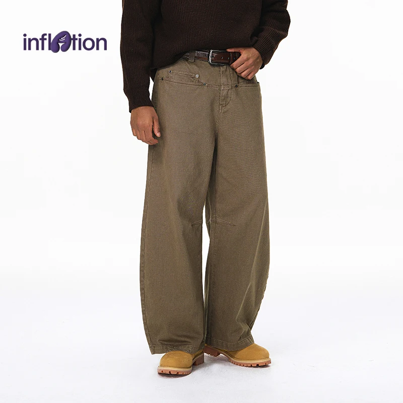 Инфляция, мужские потертые потертые широкие брюки, американские винтажные брюки с заклепками и изогнутым подолом, повседневные уличные джинсы в стиле ретро
Инфляция, мужские потертые потертые широкие брюки, американские винтажные брюки с заклепками и изогнутым подолом, повседневные уличные джинсы в стиле ретро