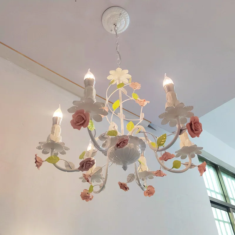 Girl bedroom chandelier study dining room chandelier creative French color wrought iron flower flower rose lamp
Girl bedroom chandelier study dining room chandelier creative French color wrought iron flower flower rose lamp