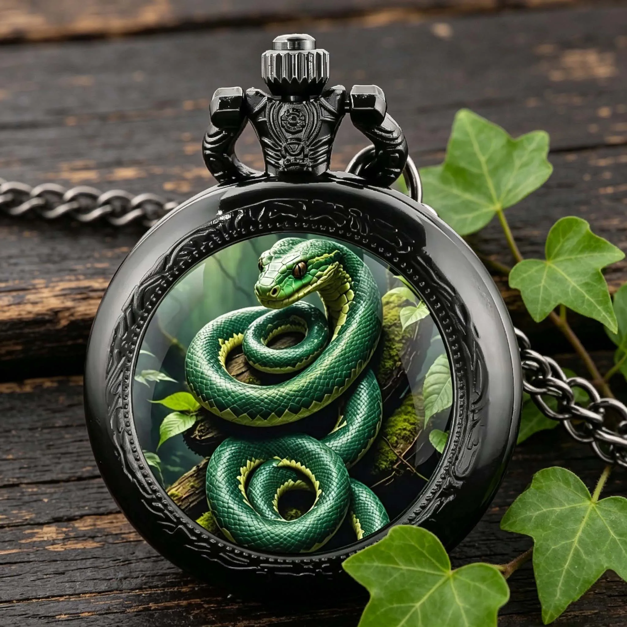 Natural Green Snake Glass Dome Quartz Pocket Watch Arabic Numeral Dial Vintage Men Women Necklace Pendant Creative Clock Gift
Natural Green Snake Glass Dome Quartz Pocket Watch Arabic Numeral Dial Vintage Men Women Necklace Pendant Creative Clock Gift