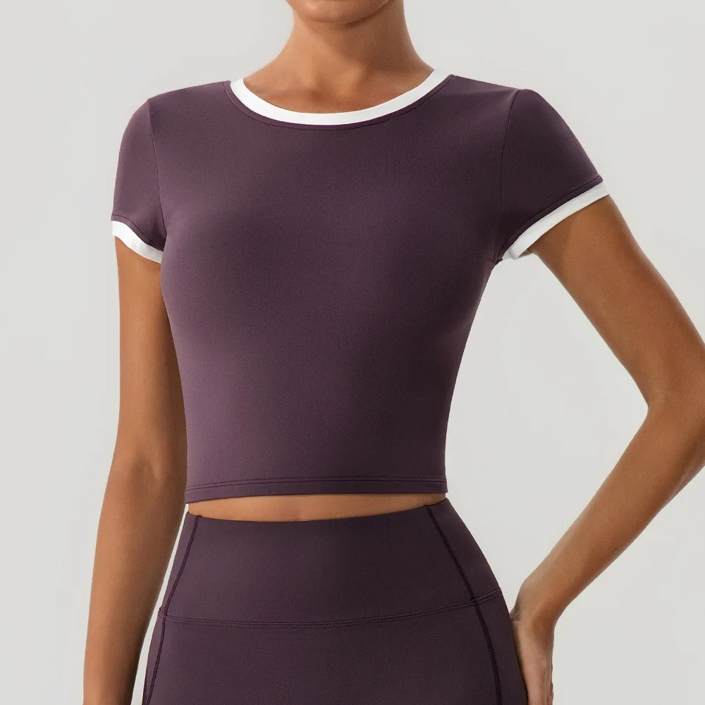 Быстросохнущая женская футболка с круглым вырезом для йоги и коротким рукавом, облегающая эластичная дышащая футболка, спортивные однотонные топы для бега, фитнеса, тренажерного зала
Быстросохнущая женская футболка с круглым вырезом для йоги и коротким рукавом, облегающая эластичная дышащая футболка, спортивные однотонные топы для бега, фитнеса, тренажерного зала
