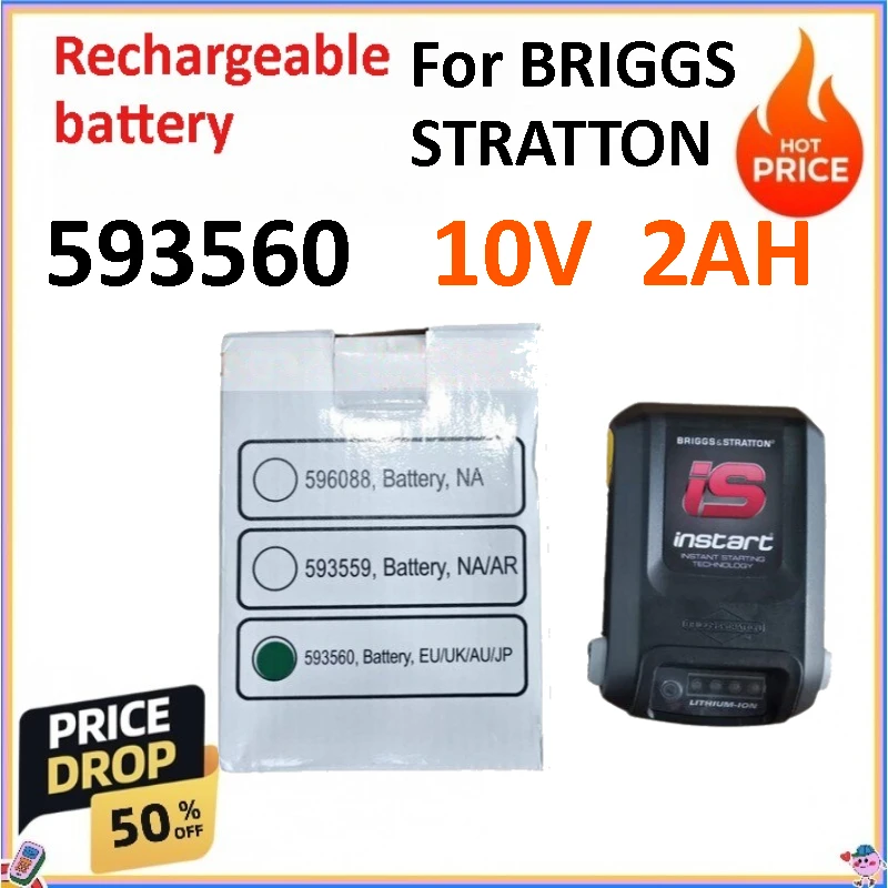 10.8V 2Ah for BRIGGS STRATTON INSTART 593560 575IS 675IS 850 Electric Mower Power Tool Battery
10.8V 2Ah for BRIGGS STRATTON INSTART 593560 575IS 675IS 850 Electric Mower Power Tool Battery