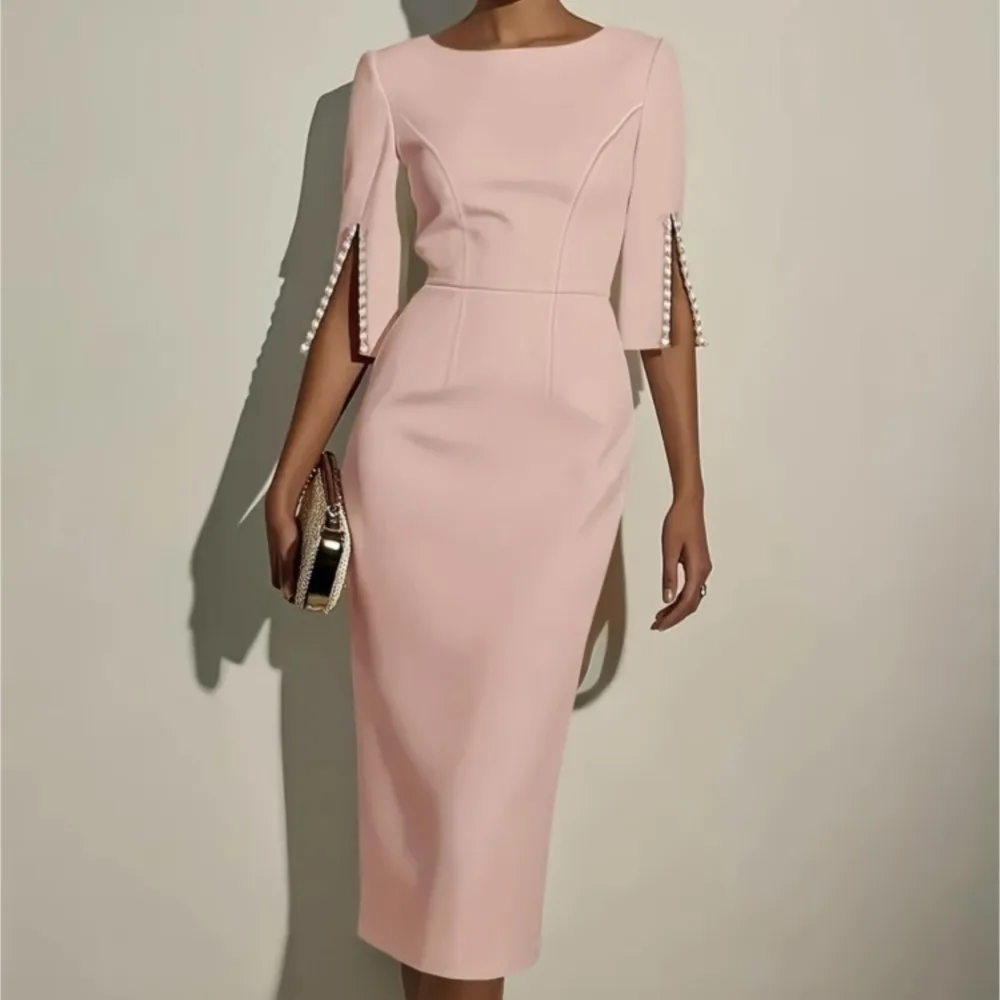 Elegant Round Neck Half Sleeved Beaded Mid Length Dress New Spring Summer Solid Color Commuting Slim Fit Dress Women's Wear
Elegant Round Neck Half Sleeved Beaded Mid Length Dress New Spring Summer Solid Color Commuting Slim Fit Dress Women's Wear