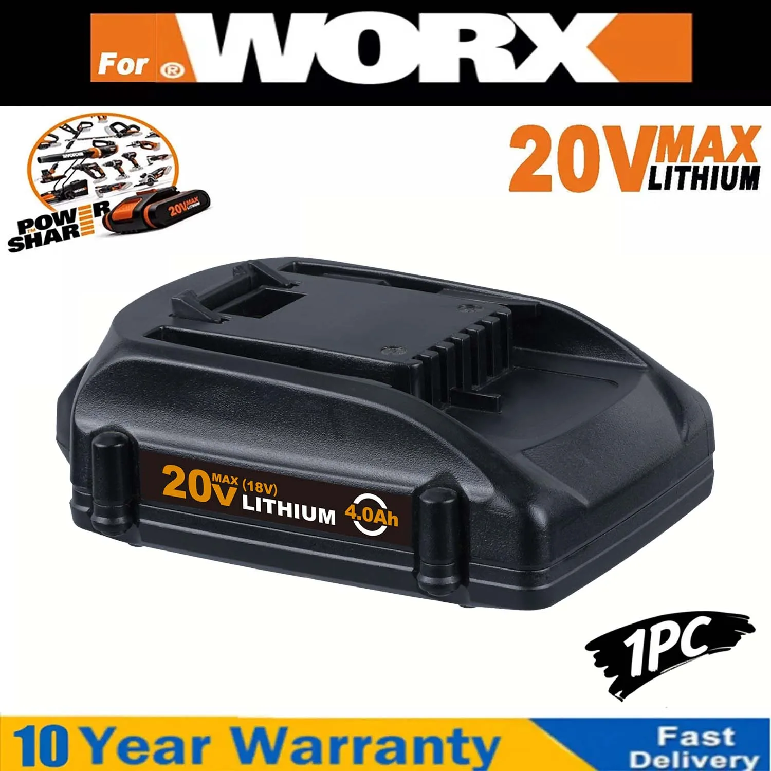 4.0Ah 20V WA3525 Replacement for Worx 20v Li-on Battery Compatible with Worx 20v Battery WA3520 WG151s WG155s WG251s WG255s WG540s WG545s WG890 WG891 Suit for Cordless Power Tools
4.0Ah 20V WA3525 Replacement for Worx 20v Li-on Battery Compatible with Worx 20v Battery WA3520 WG151s WG155s WG251s WG255s WG540s WG545s WG890 WG891 Suit for Cordless Power Tools