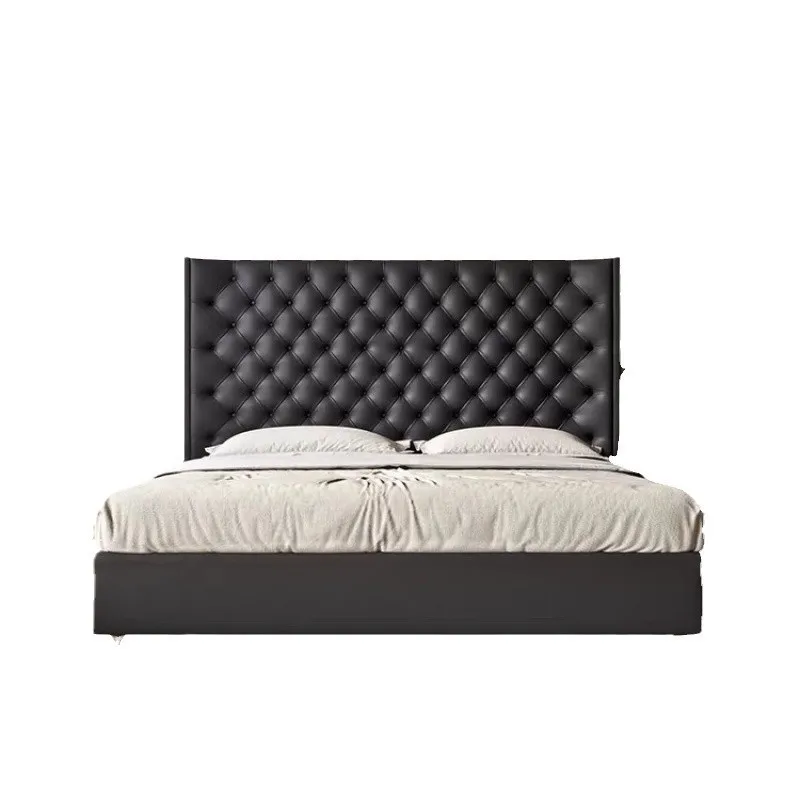 Modern wabi sabi retro black minimalist bed modern master bedroom pull button
Modern wabi sabi retro black minimalist bed modern master bedroom pull button
