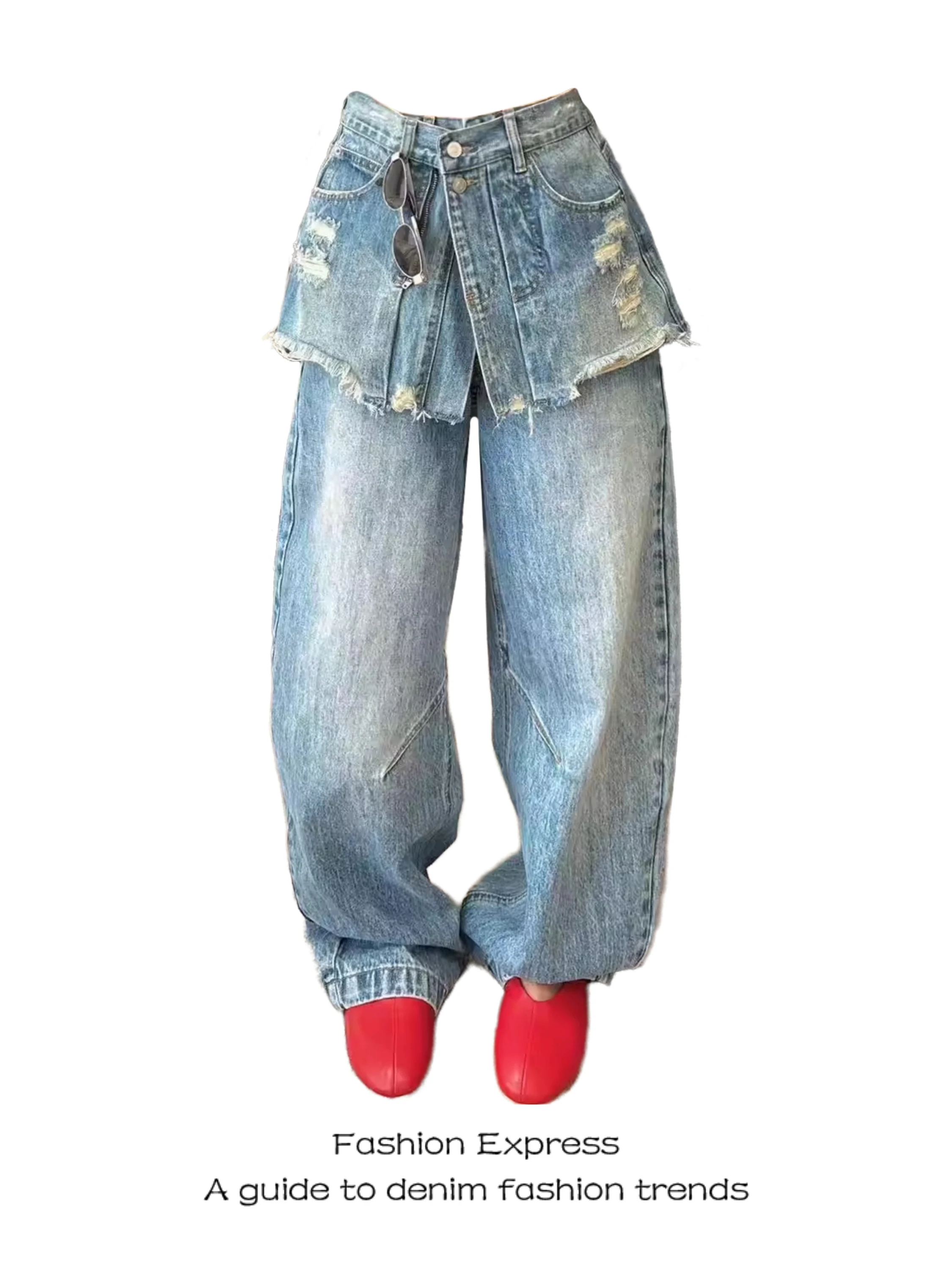 Spring 2026 Casual High Waist Wide Leg Jeans Denim Fabric Faux Two-Piece with Detachable Knee Press Line Wear Resistant Pure ...
Spring 2026 Casual High Waist Wide Leg Jeans Denim Fabric Faux Two-Piece with Detachable Knee Press Line Wear Resistant Pure ...
