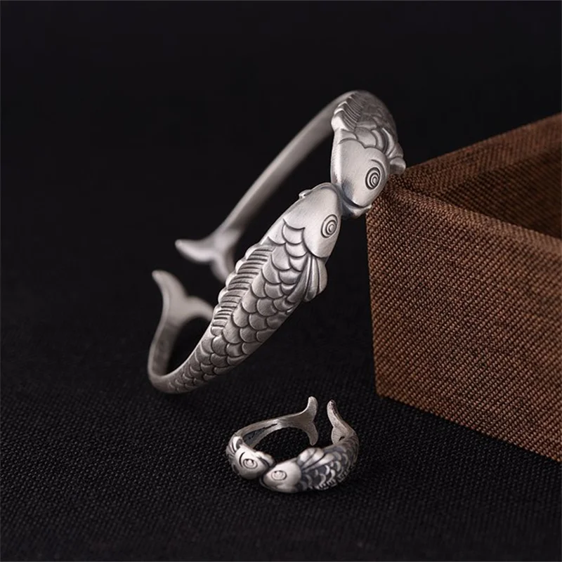 Uglyless Real 990 Silver Carp Fish Bangles for Women Vintage Ethnic Vivid Fish Bangle Lovely Animals Jewelry Exotic Bracelets
Uglyless Real 990 Silver Carp Fish Bangles for Women Vintage Ethnic Vivid Fish Bangle Lovely Animals Jewelry Exotic Bracelets