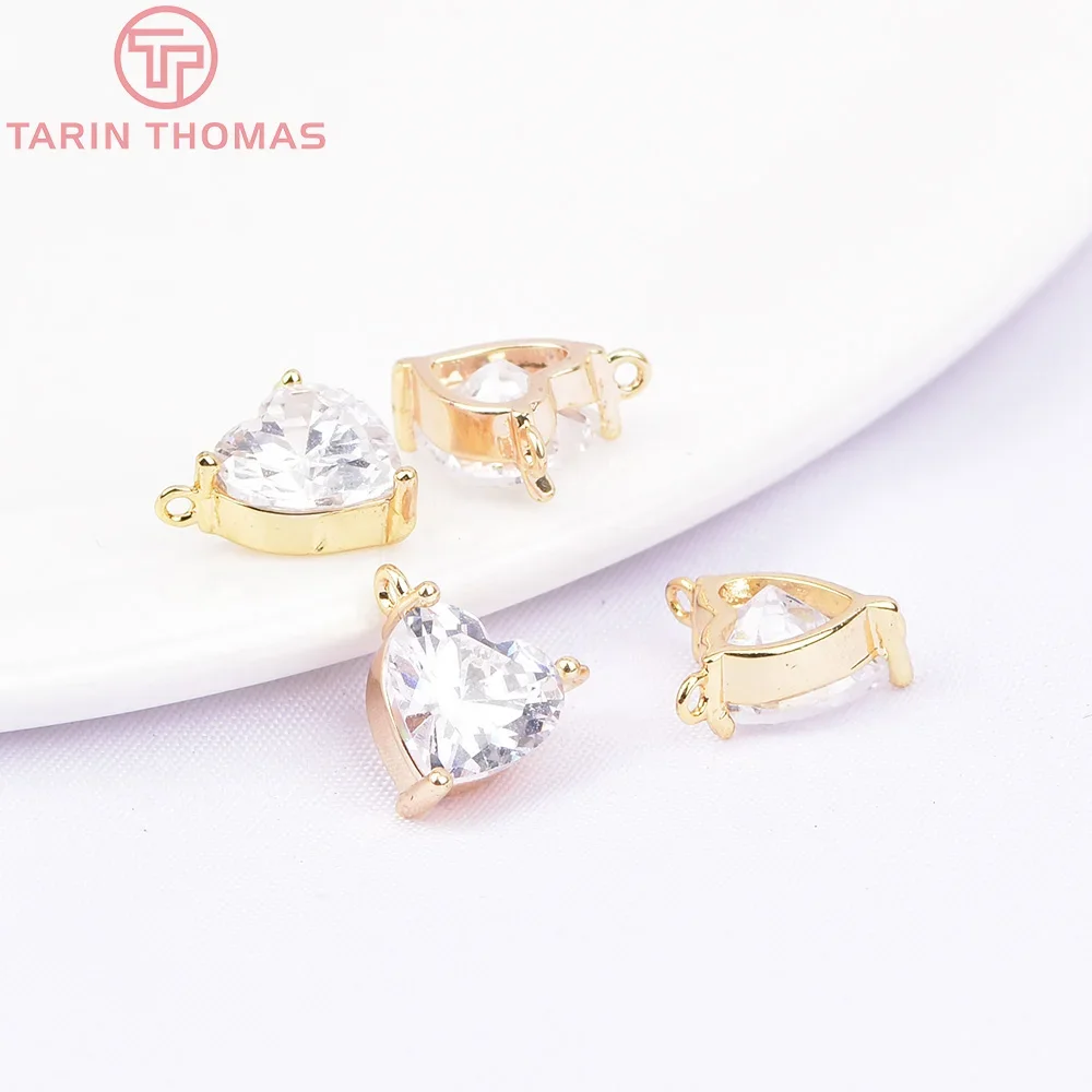(165) 6PCS 6MM 7MM 24K Gold Color Brass with Zircon 2 holes Heart Charms Pendants High Quality Diy Jewelry Accessories
(165) 6PCS 6MM 7MM 24K Gold Color Brass with Zircon 2 holes Heart Charms Pendants High Quality Diy Jewelry Accessories