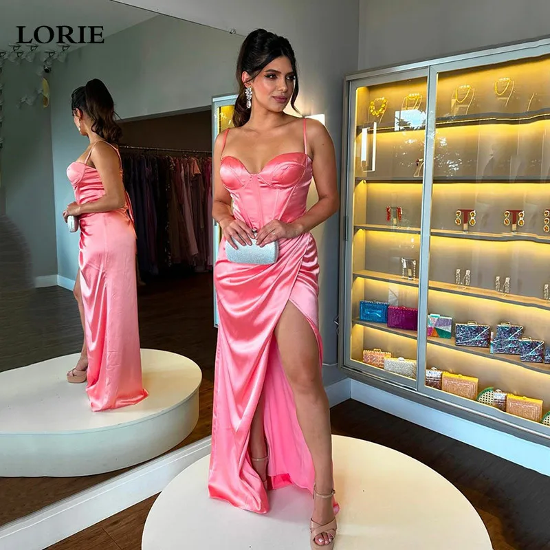 LORIE Satin Pink Mermaid Evening Dresses Spaghetti Strap Sweetheart Neck Prom Gowns Sexy Side Split Evening Party Dress 2024
LORIE Satin Pink Mermaid Evening Dresses Spaghetti Strap Sweetheart Neck Prom Gowns Sexy Side Split Evening Party Dress 2024