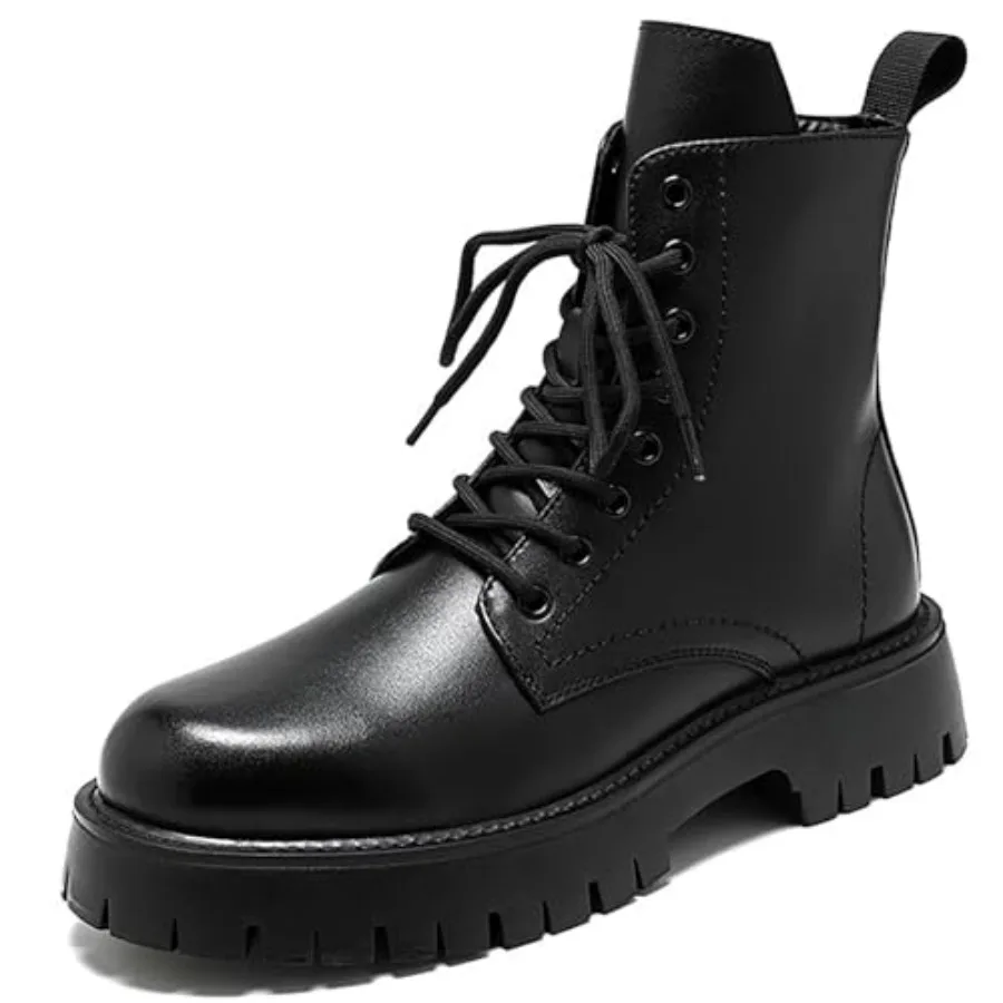 Men'S Black Patent Leather Platform Combat Boots Fashion Side Zipper Wide Toe Lace Up Chunky Lug Sole High Top Motorcycle Boots
Men'S Black Patent Leather Platform Combat Boots Fashion Side Zipper Wide Toe Lace Up Chunky Lug Sole High Top Motorcycle Boots