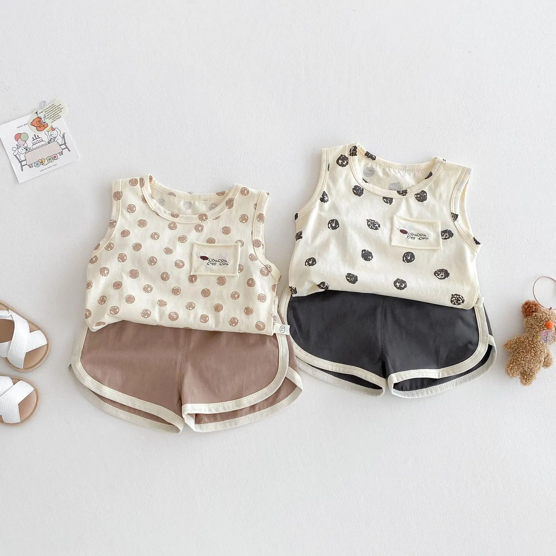 2025 Summer New Korean Style Casual High Cotton Baby Polka - Dot Two - Piece Set Cartoon Polka - Dot Vest & Solid - Color Shorts
2025 Summer New Korean Style Casual High Cotton Baby Polka - Dot Two - Piece Set Cartoon Polka - Dot Vest & Solid - Color Shorts