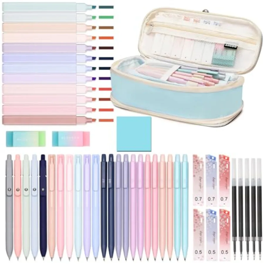 50 PCS Aesthetic School Supplies with Cute Pen Case, 12 Pastel Highlighters, 5 Black Ink Gel Pens, 12 Mechanical Pencils Set 0.
50 PCS Aesthetic School Supplies with Cute Pen Case, 12 Pastel Highlighters, 5 Black Ink Gel Pens, 12 Mechanical Pencils Set 0.