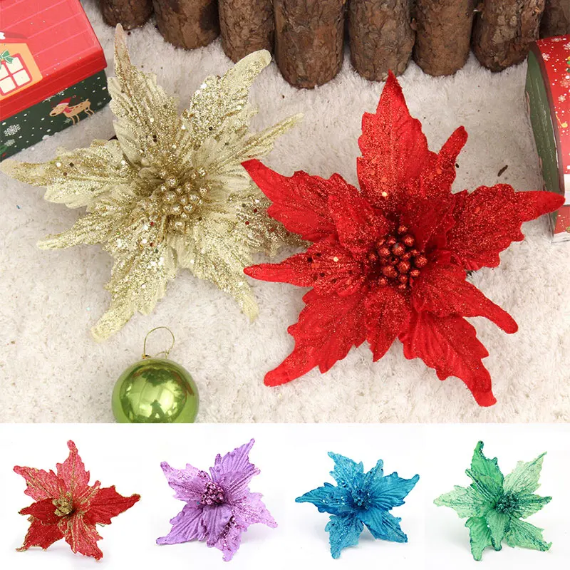 Glitter Artificial Christmas Flower Xmas Tree Ornaments Reusable Christmas Wedding Decorations for Home New Year Party Gifts
Glitter Artificial Christmas Flower Xmas Tree Ornaments Reusable Christmas Wedding Decorations for Home New Year Party Gifts