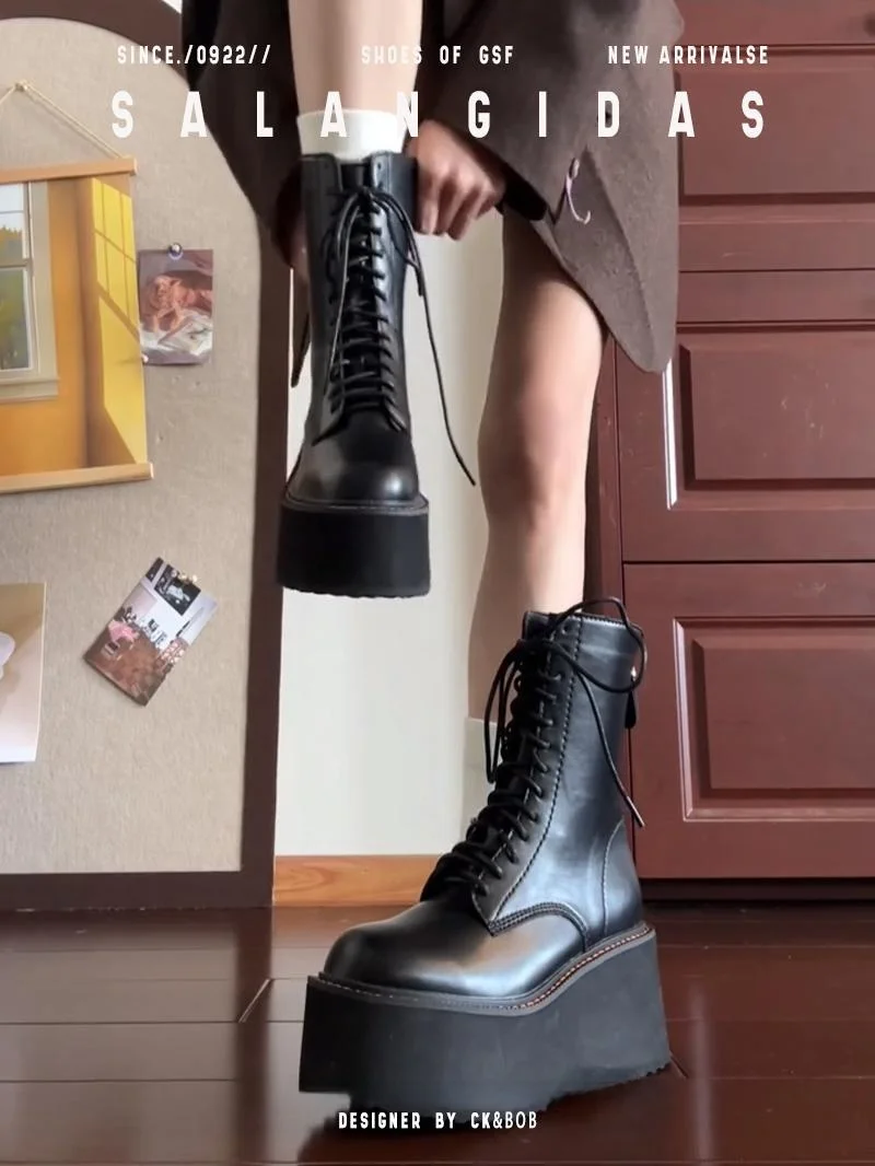 UK Sle Fce Lined Motorcycle Boots Women's Spring New Platform Retro Biker Boots Heightening ort Boots
UK Sle Fce Lined Motorcycle Boots Women's Spring New Platform Retro Biker Boots Heightening ort Boots