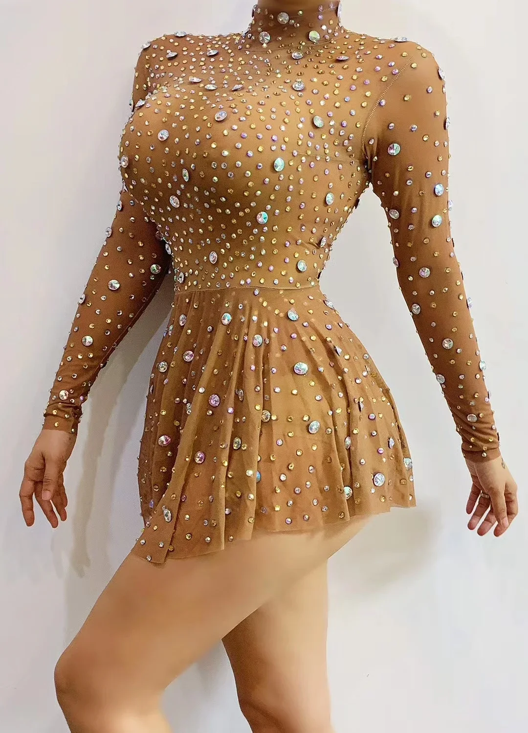 Women Dancer Show High Collar Outfit Rhinestones Prom Birthday Celebrate Dress Nightclub Party Transparent Short Dresses
Women Dancer Show High Collar Outfit Rhinestones Prom Birthday Celebrate Dress Nightclub Party Transparent Short Dresses
