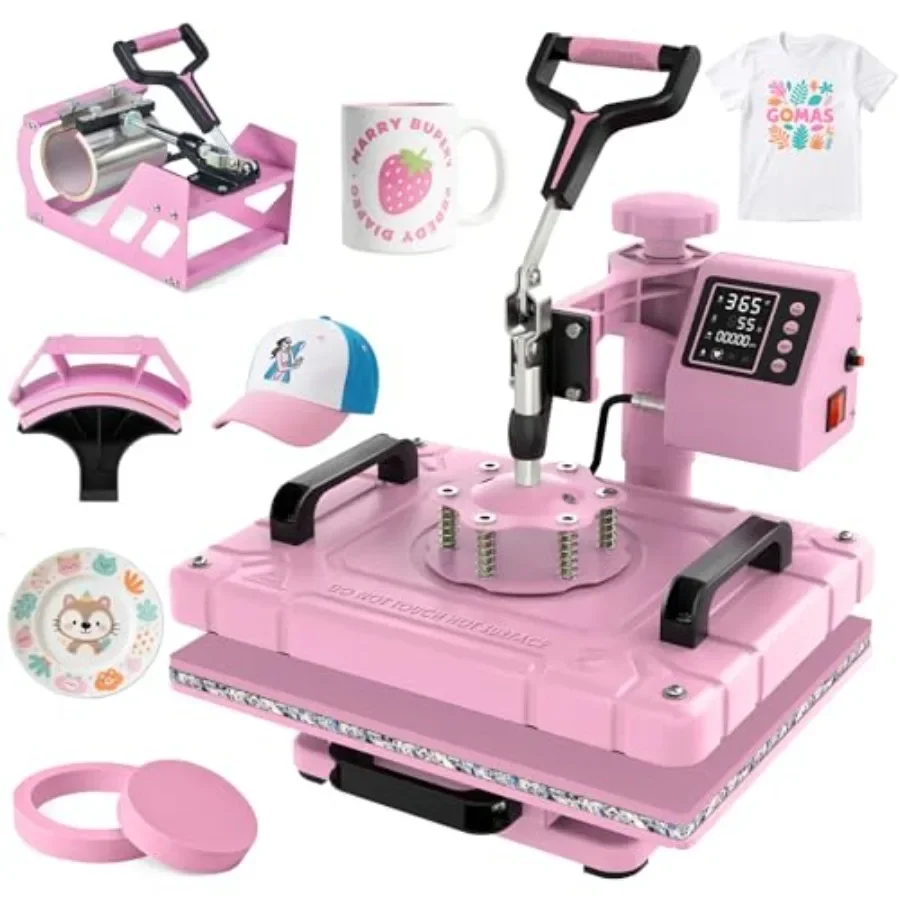 Heat Press Machine for T-shirts, mugs, hats, caps; aluminum alloy body; black; 360-degree swing-away, digital temperature contr
Heat Press Machine for T-shirts, mugs, hats, caps; aluminum alloy body; black; 360-degree swing-away, digital temperature contr