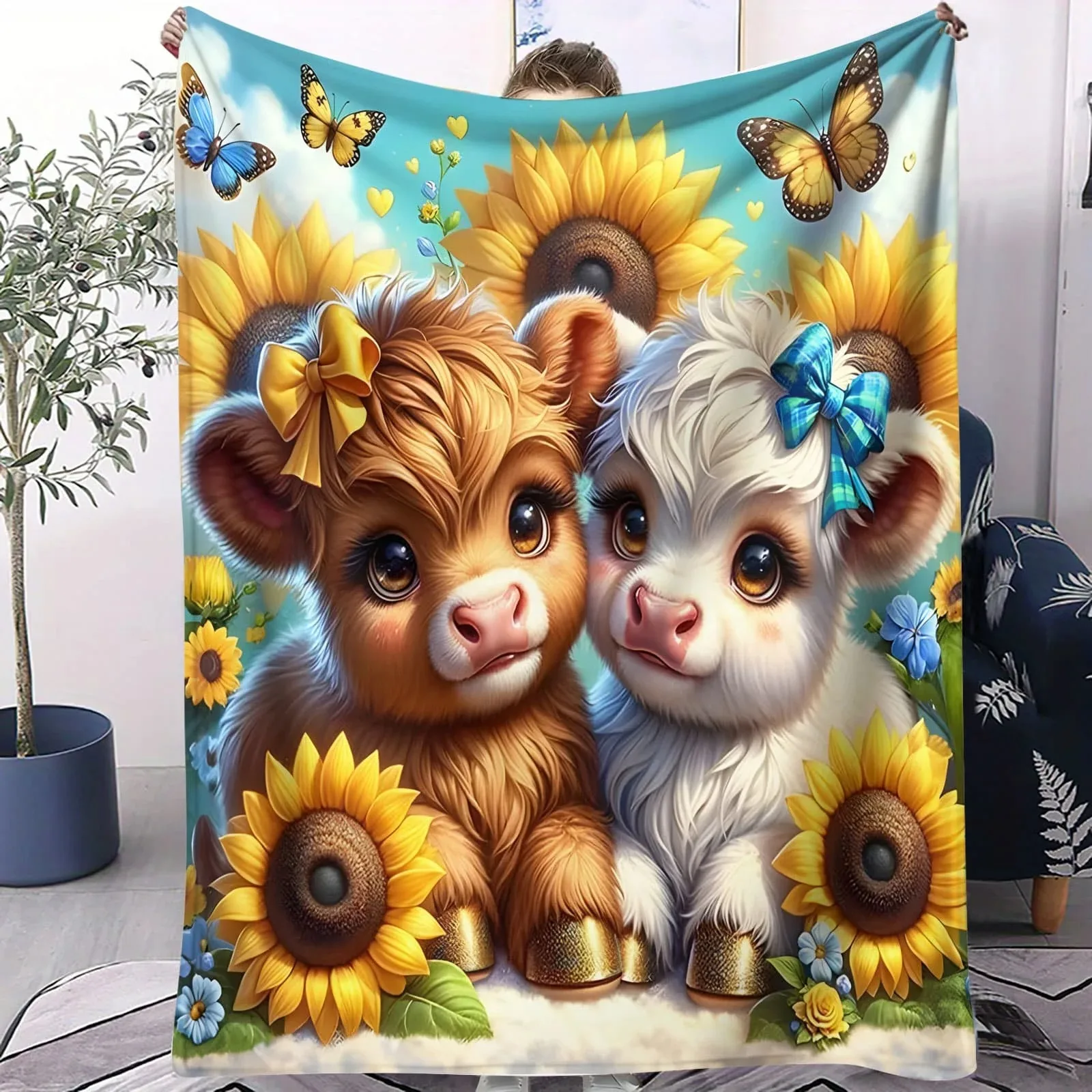 Cute Highland Cow Flannel Blanket Flower Butterfly Bedroom Throw Sofa Leisure Kids Camping Blanket Couples Family Friends Animal
Cute Highland Cow Flannel Blanket Flower Butterfly Bedroom Throw Sofa Leisure Kids Camping Blanket Couples Family Friends Animal