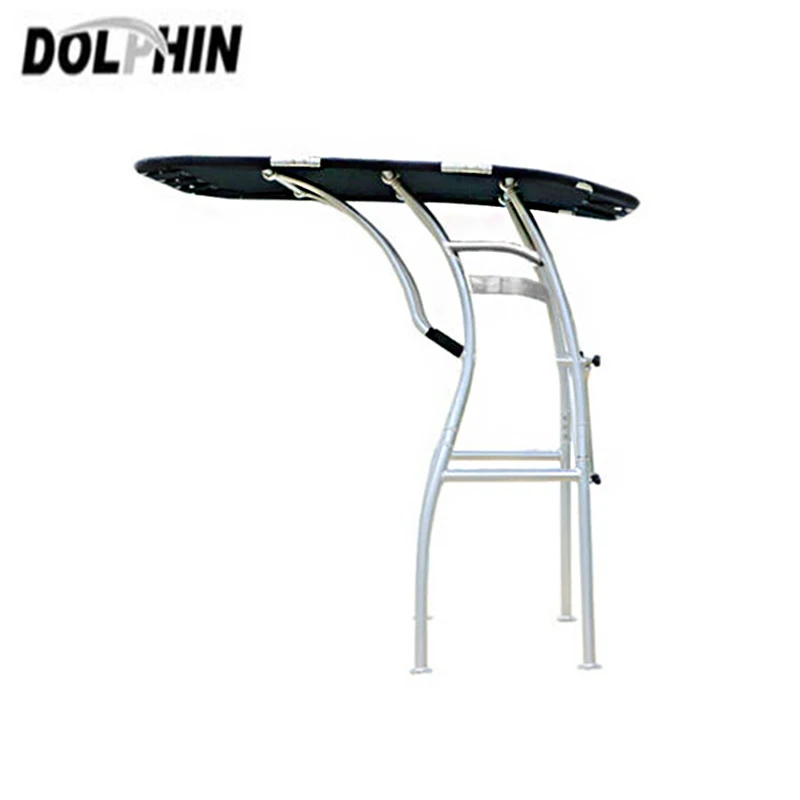 Dolphin sunshade Pro3 boat t top anodized frame with black canopy center console
Dolphin sunshade Pro3 boat t top anodized frame with black canopy center console