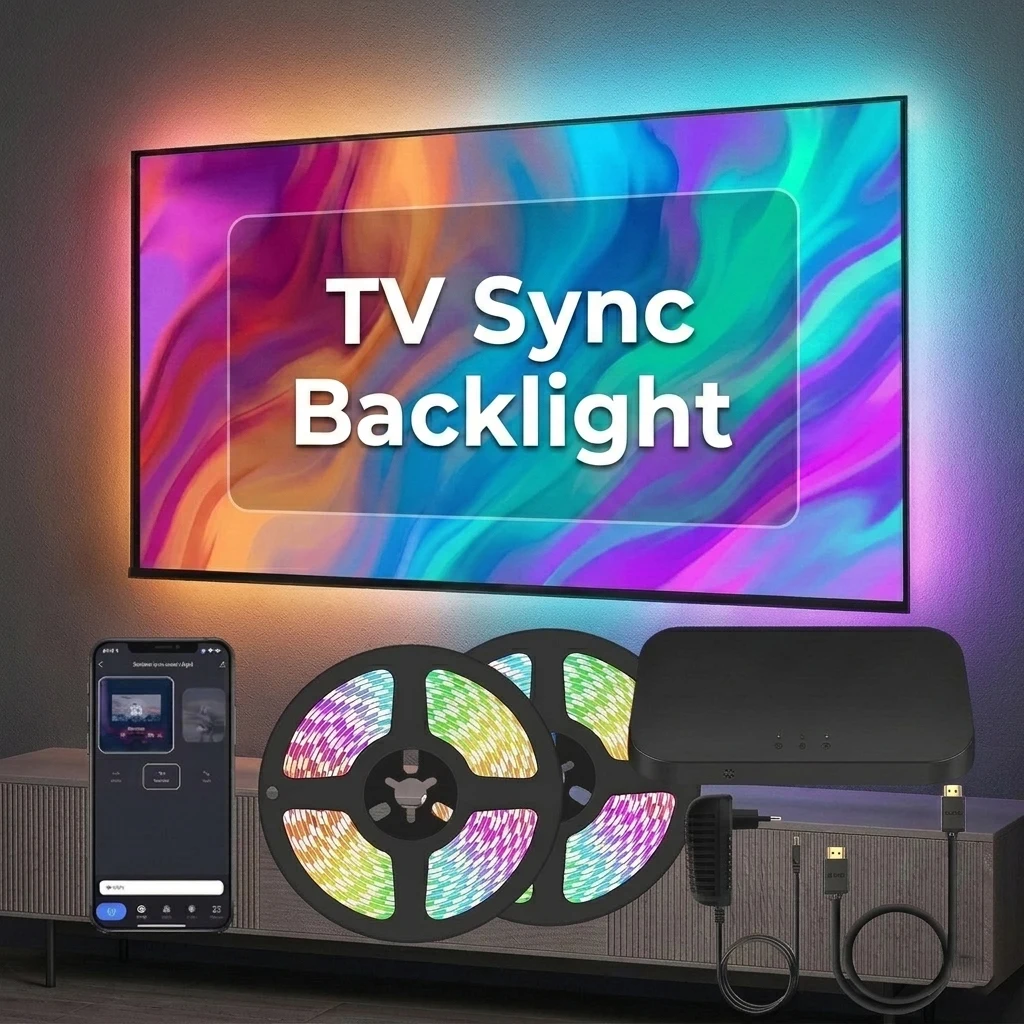 Smart Ambient TV Led Backlight And HDMI 2.1/2.0 Sync Box Led Strip Lights Kit Tuya Wifi Alexa Voice Google Assistant Control
Smart Ambient TV Led Backlight And HDMI 2.1/2.0 Sync Box Led Strip Lights Kit Tuya Wifi Alexa Voice Google Assistant Control