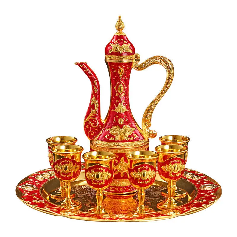 European Creative Liquor Ware Set Vintage Wine Pot Club Home Wedding Wine Glass Luxury Wine Set Golden Home sake set
European Creative Liquor Ware Set Vintage Wine Pot Club Home Wedding Wine Glass Luxury Wine Set Golden Home sake set