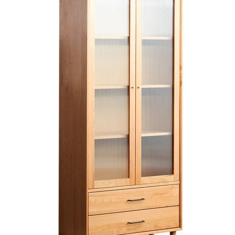 Nordic pure solid wood high bookcase shelf Japanese cherry wood bookcase glass display cabinet log study locker
Nordic pure solid wood high bookcase shelf Japanese cherry wood bookcase glass display cabinet log study locker