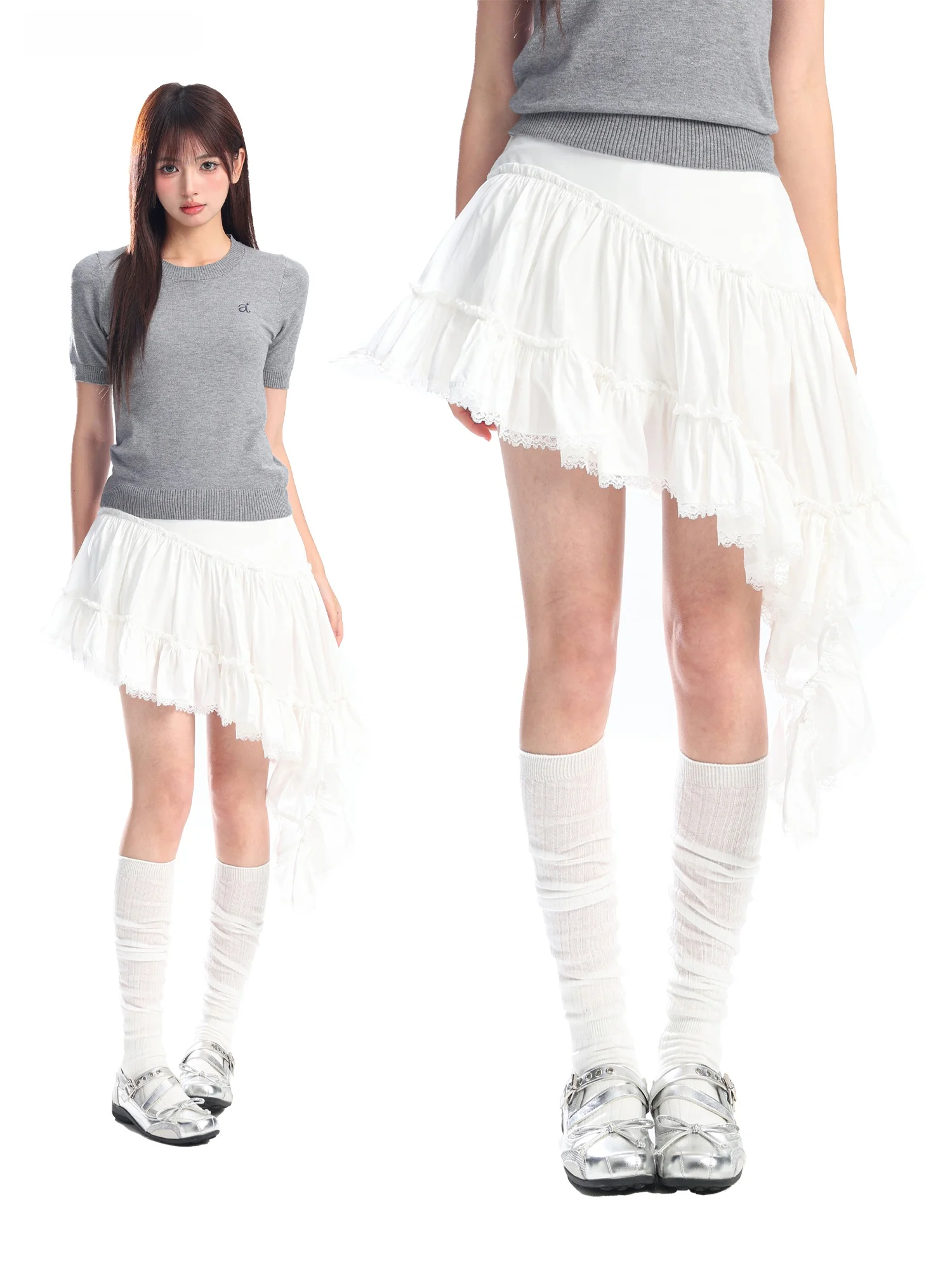 White Asymmetrical Hem Ribbon Lace Half-length Skirt High Waist Slimming Short Skirt Princess Style Breathable Skin-friendly ...
White Asymmetrical Hem Ribbon Lace Half-length Skirt High Waist Slimming Short Skirt Princess Style Breathable Skin-friendly ...