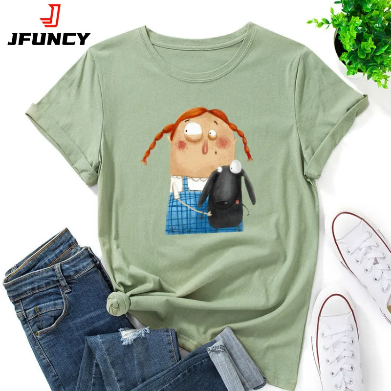 JFUNCY Women's Tee Shirt Short Sleeve Cotton T-shirt New Cartoon Print Woman Tshirt Summer Women Tops Female Clothes
JFUNCY Women's Tee Shirt Short Sleeve Cotton T-shirt New Cartoon Print Woman Tshirt Summer Women Tops Female Clothes