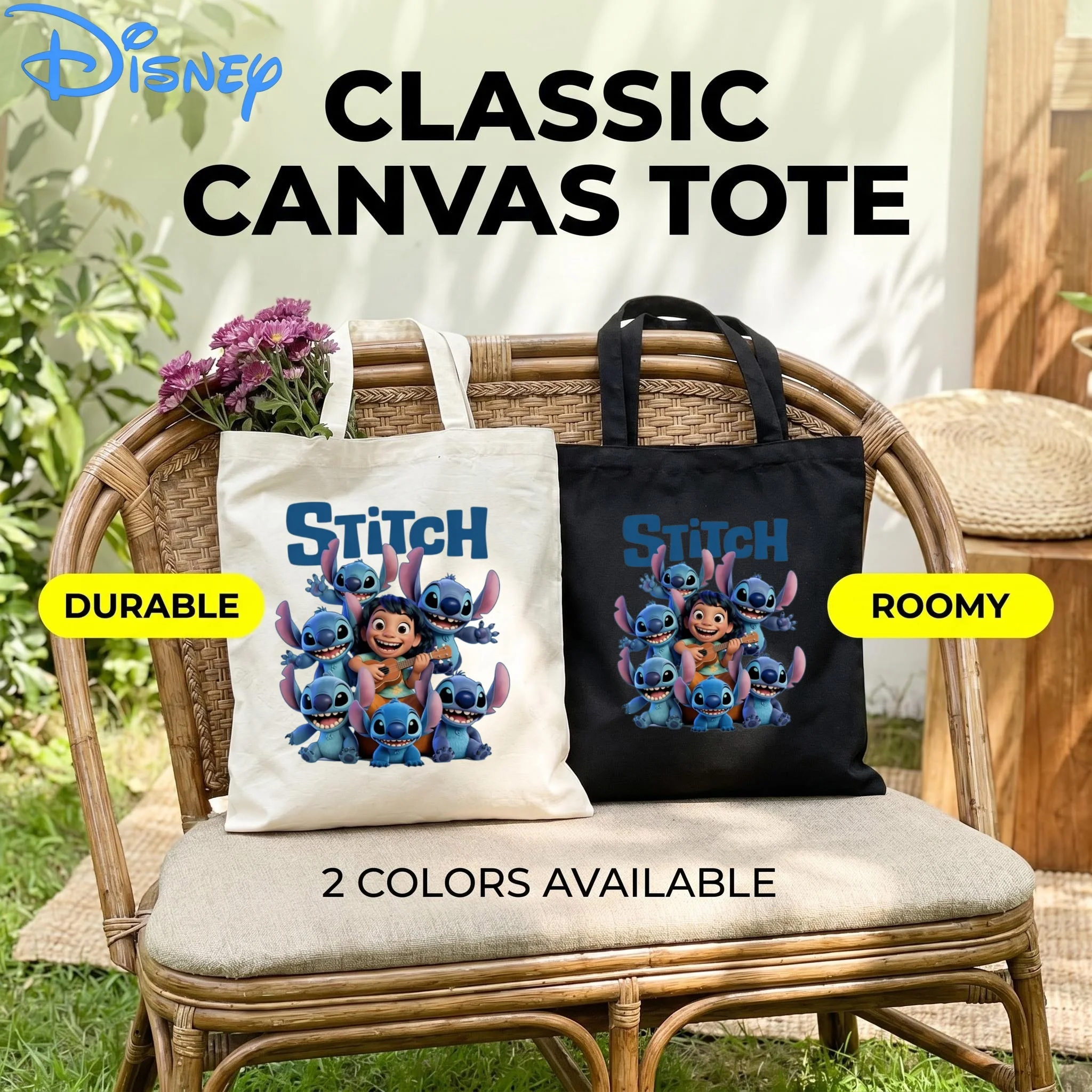 1PC Disney Lilo & Stitch Canvas Tote Bag, Lilo Play Ukulele & Multi Stitch Group Eco Shoulder Bag
1PC Disney Lilo & Stitch Canvas Tote Bag, Lilo Play Ukulele & Multi Stitch Group Eco Shoulder Bag
