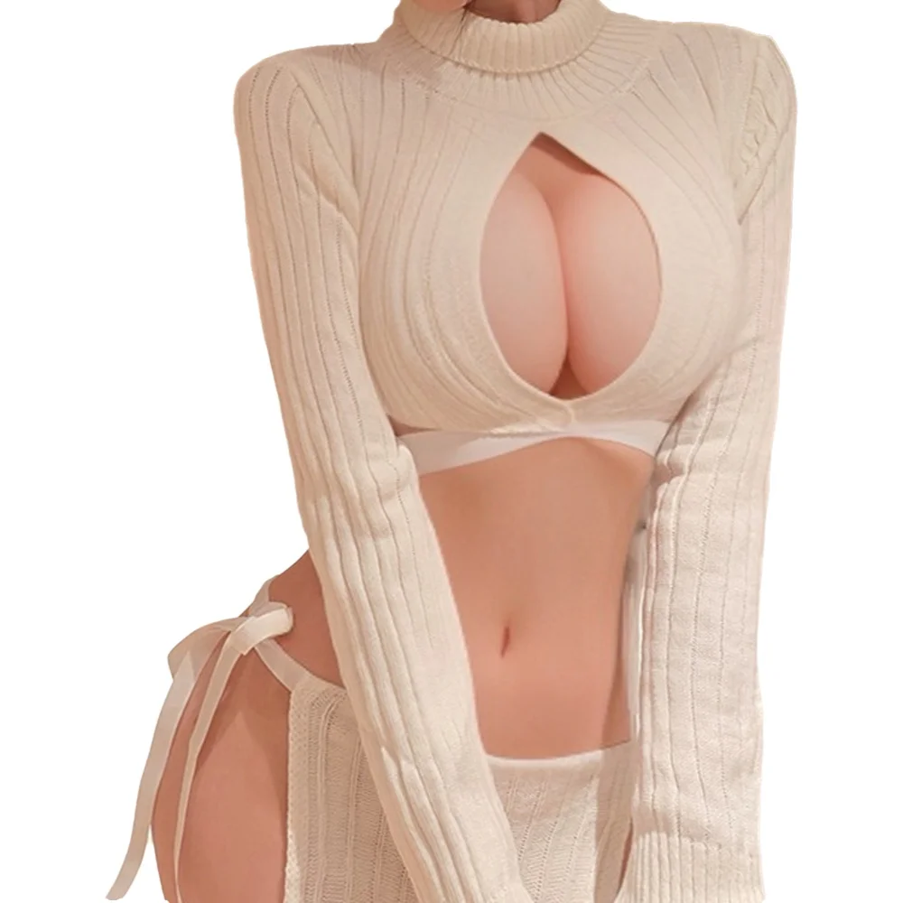 Lingerie Sexy Open-Chest Strap High-Neck Sweater Uniform Female Long Sleeved For Woman Pure Desire Charming Sexy Sets GTLO
Lingerie Sexy Open-Chest Strap High-Neck Sweater Uniform Female Long Sleeved For Woman Pure Desire Charming Sexy Sets GTLO