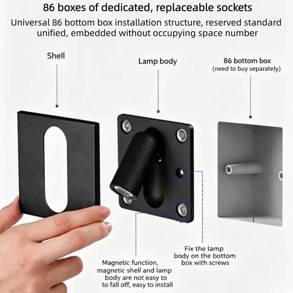 Low-Voltage 12V Bedside Wall Light Socket Switch Box Transformed into a Wall Spotlight for Hotel Bedroom Embedded Reading Light
Low-Voltage 12V Bedside Wall Light Socket Switch Box Transformed into a Wall Spotlight for Hotel Bedroom Embedded Reading Light
