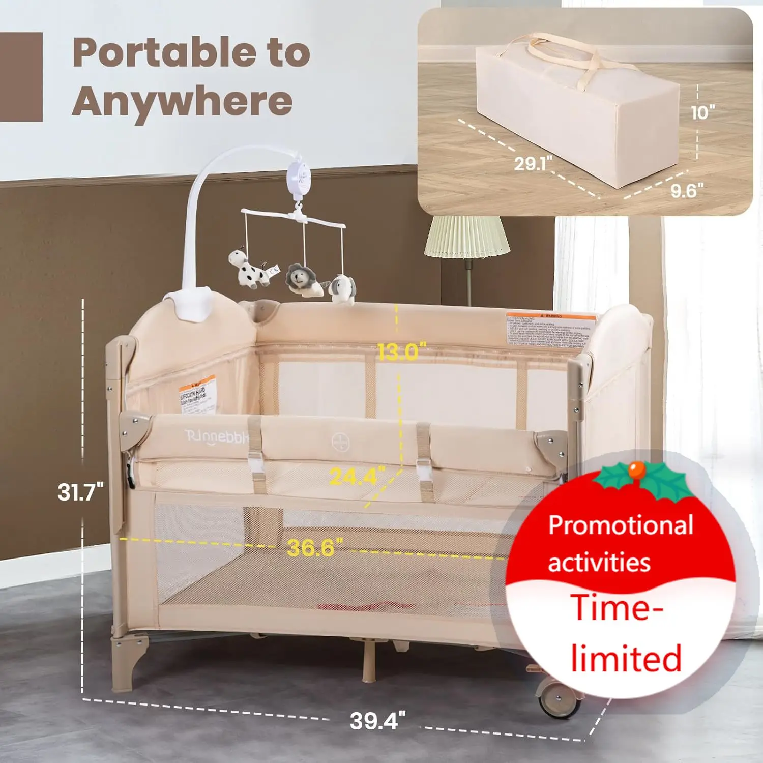Rinnebbit Baby Bassinets Bedside Sleeper, 4 in 1 Portable Bedside Crib w/Mattress, Diaper Changer, Storage Basket, Music Box, Ca
Rinnebbit Baby Bassinets Bedside Sleeper, 4 in 1 Portable Bedside Crib w/Mattress, Diaper Changer, Storage Basket, Music Box, Ca