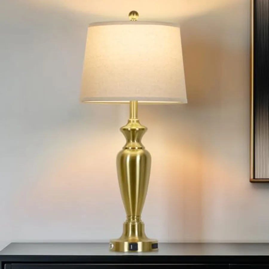 30" Tall Gold Table Lamp for Living Room, 3-Way Dimmable Touch Control Bedside Lamp for Bedroom Nightstand with USB A+C Ports a
30" Tall Gold Table Lamp for Living Room, 3-Way Dimmable Touch Control Bedside Lamp for Bedroom Nightstand with USB A+C Ports a