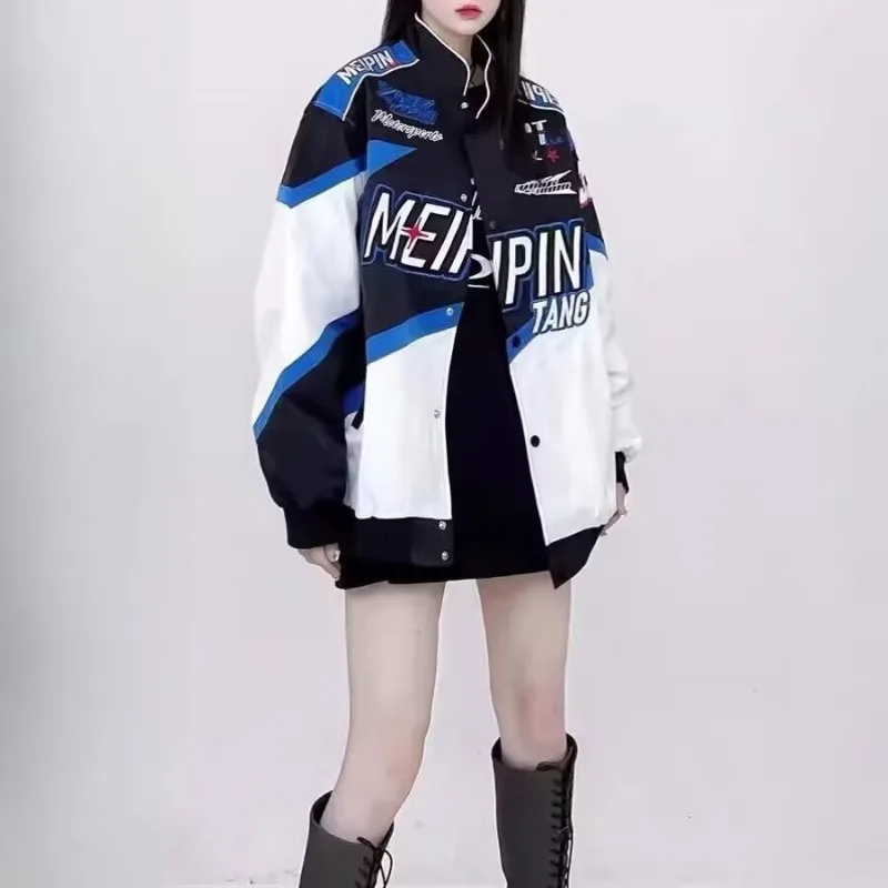 Baseball Jacket for Women's Spring Autumn American Style Racing Suit Ins Trendy High Street Embroidery Splicing Motorcycle Coats
Baseball Jacket for Women's Spring Autumn American Style Racing Suit Ins Trendy High Street Embroidery Splicing Motorcycle Coats