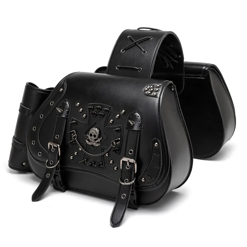 Skull Rivet Motorcycle Saddle Bags, Universal Side Tool Bag Waterproof Side Storage Pannier with Cup Holder for Cruiser Chopper
Skull Rivet Motorcycle Saddle Bags, Universal Side Tool Bag Waterproof Side Storage Pannier with Cup Holder for Cruiser Chopper
