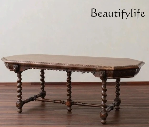 European retro solid wood carving, old long dining table, French neoclassical medieval house type household
European retro solid wood carving, old long dining table, French neoclassical medieval house type household