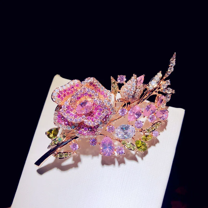 Rose Flower Brooches For Women 925 Luxury Bouquet Pink Cubic Zirconia Corsage Fine Jewelry Accessories High Quality Dress Pins
Rose Flower Brooches For Women 925 Luxury Bouquet Pink Cubic Zirconia Corsage Fine Jewelry Accessories High Quality Dress Pins