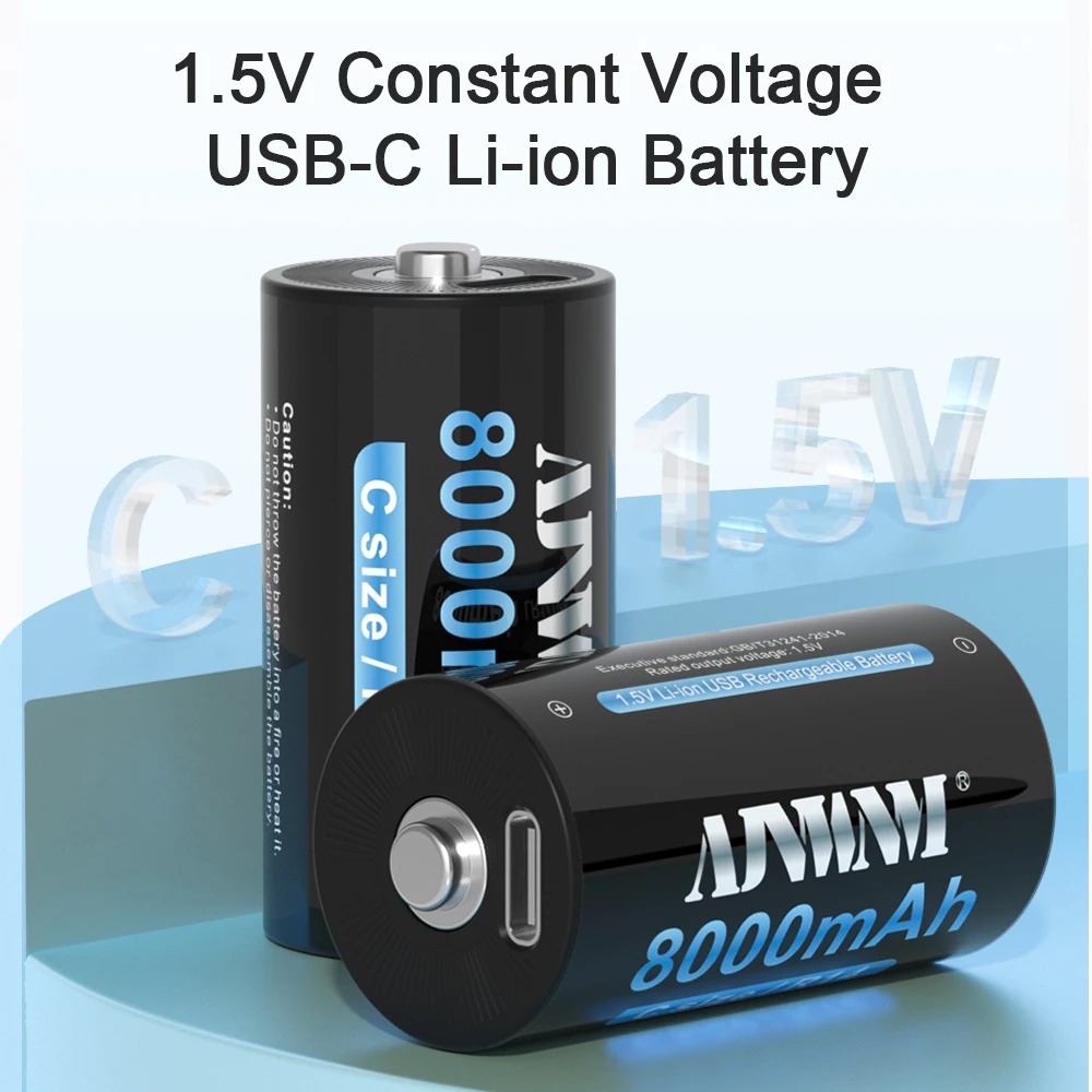 AJNWNM C Size LR14 C Cell Rechargeable Battery R14 8000mAh 1.5v Li-Ion Batteries for Flashlight Gas Cooker+USB Type-C Cable
AJNWNM C Size LR14 C Cell Rechargeable Battery R14 8000mAh 1.5v Li-Ion Batteries for Flashlight Gas Cooker+USB Type-C Cable