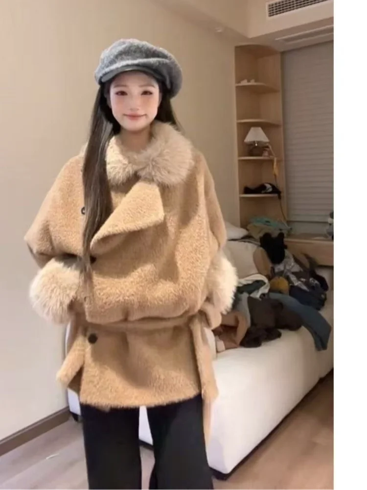 Furry Collar ort Woolen Coat Women's Autumn Winter Korean Sle Waist Cinched Belted Brown Plaid Coat Sweet Sle
Furry Collar ort Woolen Coat Women's Autumn Winter Korean Sle Waist Cinched Belted Brown Plaid Coat Sweet Sle